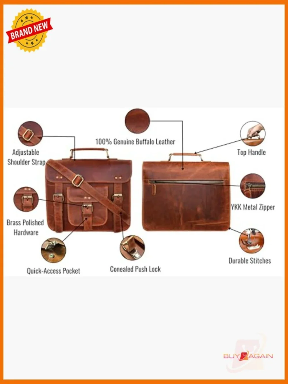 Vintage Leather Messenger Bag Crossbody Satchel for iPad